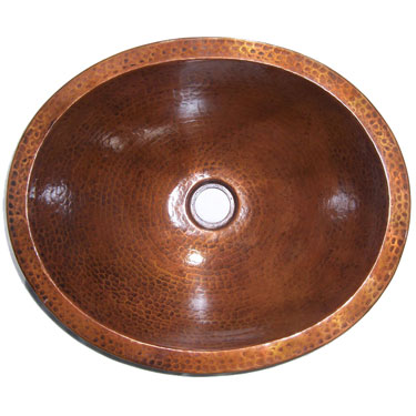 Mexican Copper Hammered Sinks -- s6006 Oval Vessel Plain